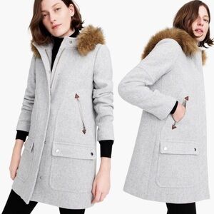 J Crew Chateau Parka Stadium Nello Gori Wool Faux Fur Coat Women's 2